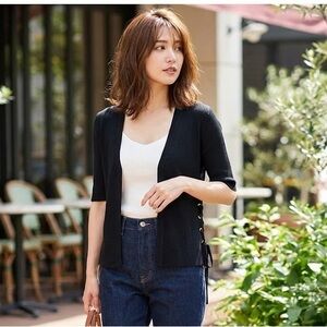 Open-Front Sweater w/Side Ties